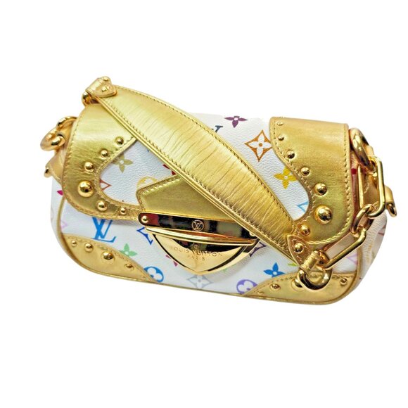 LOUIS VUITTON Monogram Multicolor Marilyn White Murakami Gold Chain Small Bag LV - Picture 10 of 16